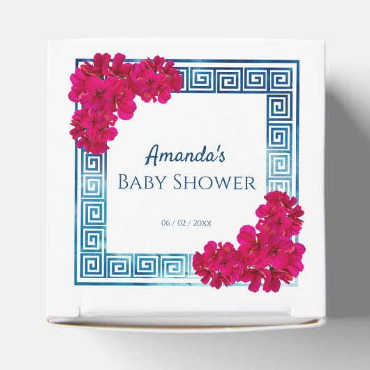 水彩Grecianエレガンス+ピンク赤ちゃんシャワー フェイバーボックス (上部)