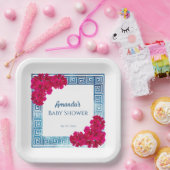 水彩Grecianエレガンス+ピンク赤ちゃんシャワー ペーパープレート (パーティー)