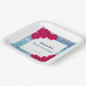 水彩Grecianエレガンス+ピンク赤ちゃんシャワー ペーパープレート (傾斜あり)