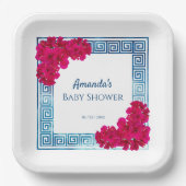 水彩Grecianエレガンス+ピンク赤ちゃんシャワー ペーパープレート (正面)