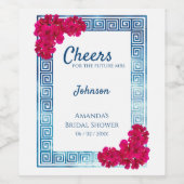 水彩Grecian Elegance +ピンクブライダルシャワー ワインラベル (シングルラベル)