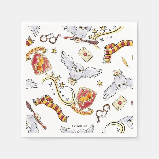 水彩GRYFFINDOR™ヘドウィッグ模様 スタンダードカクテルナプキン (正面)