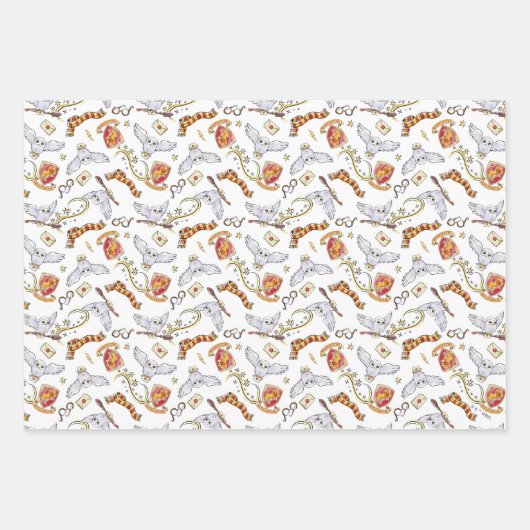 水彩GRYFFINDOR™ヘドウィッグ模様 ラッピングペーパーシート (正面3)