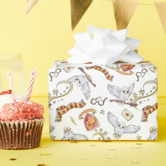 水彩GRYFFINDOR™ヘドウィッグ模様 ラッピングペーパー (誕生日パーティー)