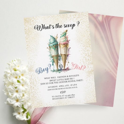 水彩HiまたはShe性別がパーティーを明かす 招待状