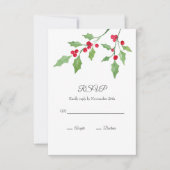 水彩Holly Sprigs RSVPカード (正面)