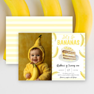 水彩Let's Go Bananas 誕生日パーティー 招待状