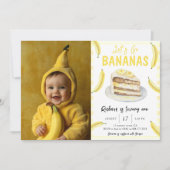 水彩Let's Go Bananas 誕生日パーティー 招待状 (正面)