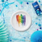 水彩LGBTの愛がレインボータイポグラフィ絵を描ーに勝ち ペーパープレート (パーティー)