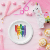 水彩LGBTの愛がレインボータイポグラフィ絵を描ーに勝ち ペーパープレート (パーティー)