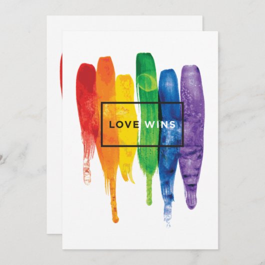 水彩LGBTの愛がレインボータイポグラフィ絵を描ーに勝ち 招待状 (正面/裏面)