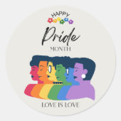 水彩LGBTQプライド月パーティー ラウンドシール (正面)