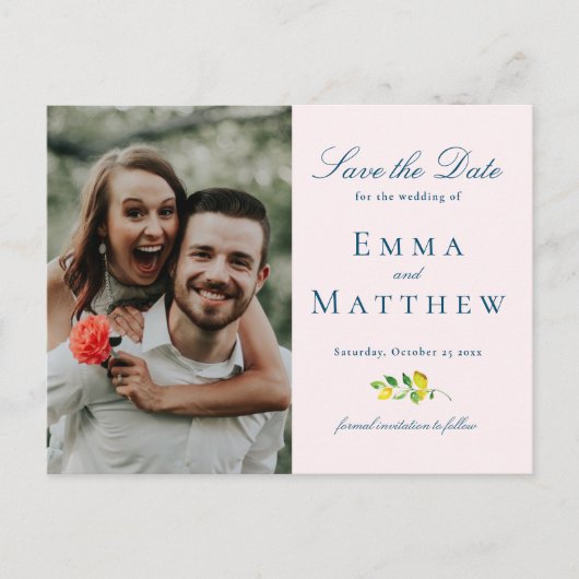 水彩MInimalistレモン – QR & Photo 案内ポストカード (正面)