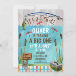水彩O-Fish_Al 1st誕生日パーティの招待状 招待状