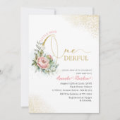 水彩ONEderful 1st誕生日リトル赤面peo 招待状 (正面)