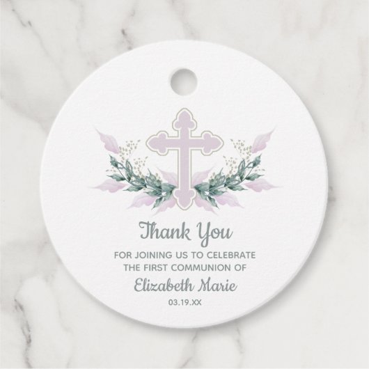 水彩PInkCross緑のコミュニティメッセージカード フェイバータグ (正面)