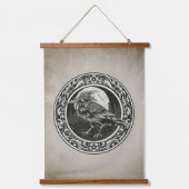 水彩Ravenブラックバード自然メダリオンロゴ 吊り下げ型タペストリー (正面)