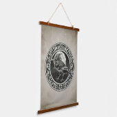 水彩Ravenブラックバード自然メダリオンロゴ 吊り下げ型タペストリー (傾斜あり)