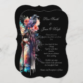 水彩Ravenムーディゴシック結婚式招待状 招待状 (正面/裏面)