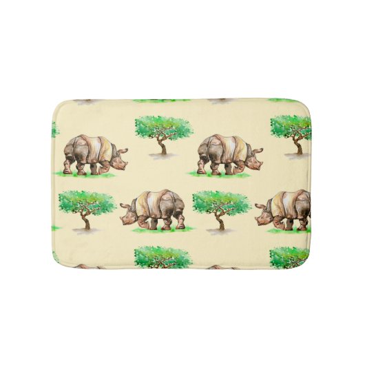 水彩Rhino：ハンドパタ色彩の鮮やかーン。 バスマット (正面)