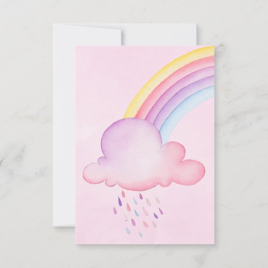 水彩Rhino Unicornベビーガールシャワー感謝してい 招待状 (裏面)