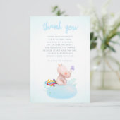 水彩Rhino Unicorn男の赤ちゃんシャワーサンキュー サンキューカード (スタンド正面)