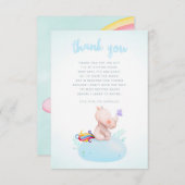 水彩Rhino Unicorn男の赤ちゃんシャワーサンキュー サンキューカード (正面/裏面)