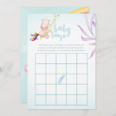 水彩Rhino Unicorn男の赤ちゃんシャワービンゴ 招待状 (正面/裏面)