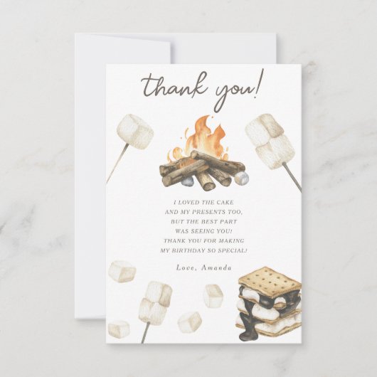 水彩S'moreおもしろい誕生日ありがとう サンキューカード (正面)