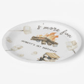 水彩S'moreキャンプファイア1st誕生日 ペーパープレート (アングル)