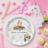 水彩S'moreキャンプファイア1st誕生日 ペーパープレート (パーティー)