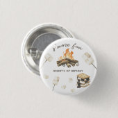 水彩S'moreキャンプファイア1st誕生日 缶バッジ (正面&裏面)