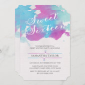 水彩Sweet sixteenパーティー招待状 招待状 (正面/裏面)