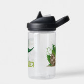 水彩Tレックス恐竜とカスタム子供の名前 ウォーターボトル (左面)