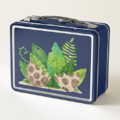 水彩Tレックス恐竜とカスタム子供の名前 メタルランチボックス (裏面)