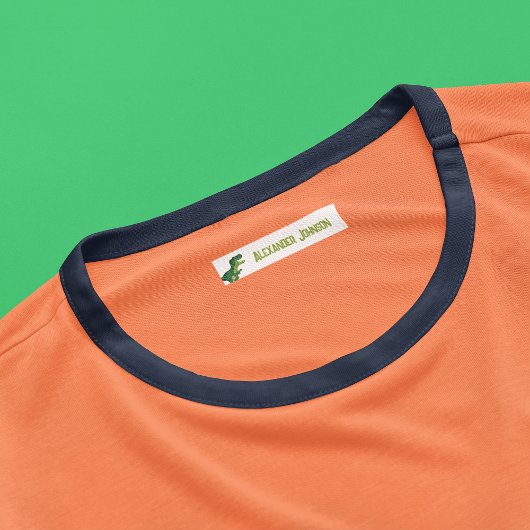 水彩Tレックス恐竜とカスタム子供の名前 ラベル