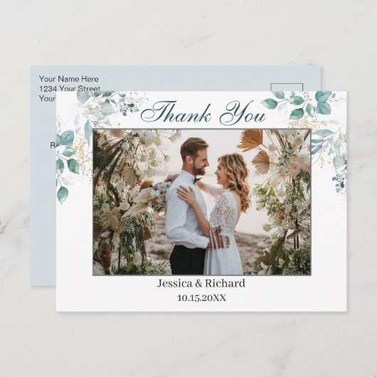 水彩THANK YOUフォトポストカード ポストカード (正面/裏面)