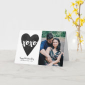 水彩XOXOバレンタインの写真カード – 黒 カード (黄色い花)