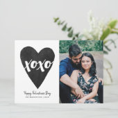 水彩XOXOバレンタインの写真カード – 黒 セーブザデート (スタンド正面)