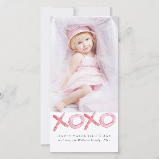 水彩XOXOバレンタインデーの写真カード シーズンカード (正面)
