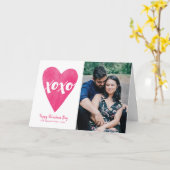 水彩XOXOバレンタインデーの写真カード – ピンク カード (黄色い花)