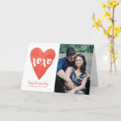 水彩XOXOバレンタインデーの写真カード – 赤 カード (黄色い花)