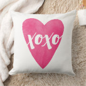 水彩XOXOバレンタイン枕 – ピンク クッション (ブランケット)
