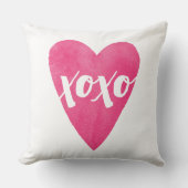 水彩XOXOバレンタイン枕 – ピンク クッション (正面)