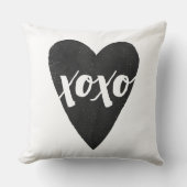 水彩XOXOバレンタイン枕 – 黒 クッション (正面)
