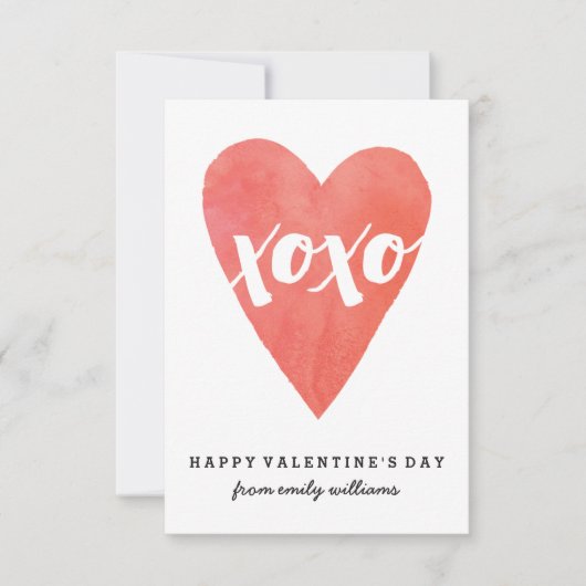 水彩XOXO教室バレンタイン 招待状 (正面)