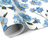 水忘れ色青。花柄 ラッピングペーパー (ロールコーナー)