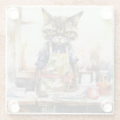 水怒色の猫を台所で ガラスコースター (裏面)