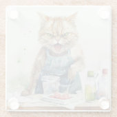 水怒色の猫を台所で ガラスコースター (裏面)