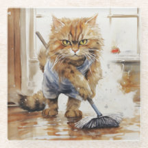 水怒色オレンジのタビー猫クリーニング